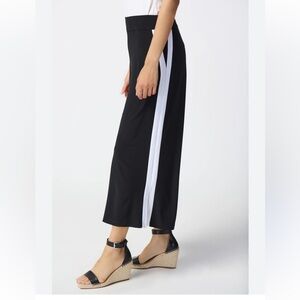 Joseph Ribkoff Black/Vanilla Pull-On Culotte Pants Side Slit Style 241058 Sz 6